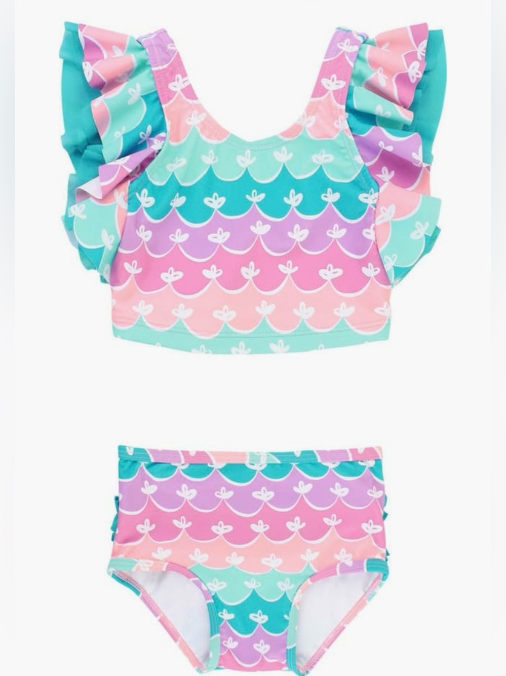 Ruffle Butts Bikini Ruffle Mermaid Print Swimsuit